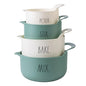 Rae Dunn Non-Slip Mixing Bowls - 4 Piece Nesting Plastic Mixing Bowl Set with Pour Spouts and Handles-Measurement Markings (Sage) - color: Sage