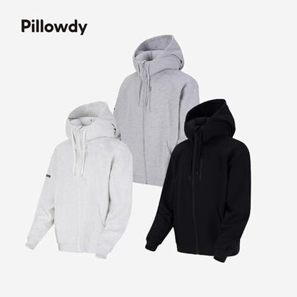 Pillowdy Travel Hoodie with Built-In Inflatable Neck Pillow for Flights - color: Gray Hoodie, size: X-Large