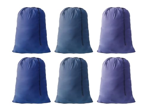 Extra Large Laundry Bag 6 Pack – Blue 30"x40" Heavy Duty Travel Laundry Bags with Drawstring Closure, Bulk Dirty Clothes Organizer for Family, College Dorm, Sports Team, Home & Travel - color: Blue