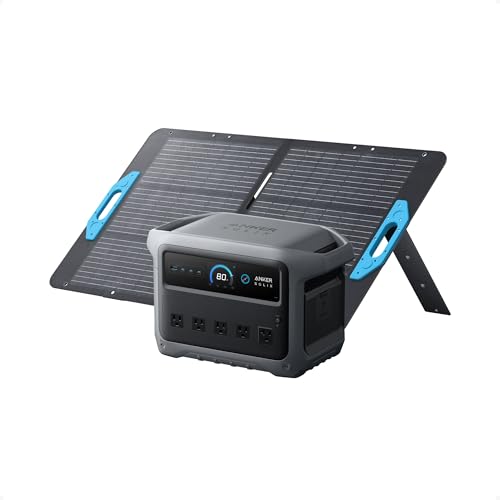 Anker SOLIX C1000 Gen 2 Portable Power Station with 100W Solar Panel, 2,000W (Peak 3,000W) Solar Generator, Full Charge in 49 Min, 1,024Wh LiFePO4 Battery for Home Backup, Power Outages, and Camping - style: 100W Solar Panel with C1000 Gen2