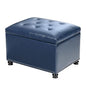 Joveco Faux Leather Storage Ottoman Bench Rectangle 24 Inch Foot Rest Ottomans - color: Blue Faux Leather