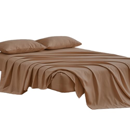 Kingnex Queen Sleeper Sofa Bed Sheets for 60x74 Pull Out Sofa Bed with 4-6 Deep Pocket Soft Double Brushed 1800 Microfiber 4 Piece Bedding Set Coffee - color: Coffee, size: Sleeper Sofa Queen