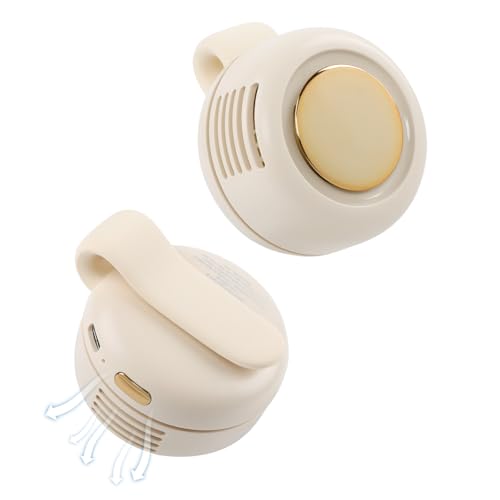 Portable Silent Mini Bladeless Fan Clip On, Small Fan Clip on for Shirt & Waist, Adjustable 3-Speed Suspended Whirlwind Fans, For Outdoor & Travel & Office, Travel Accessories, Gift (White) - color: White