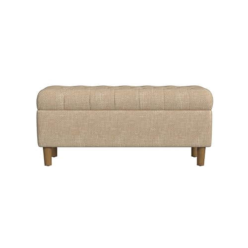 HomePop Ainsley 40" Storage Ottoman Bench - Oatmeal Textured Fabric - color: Oatmeal Textured Fabric