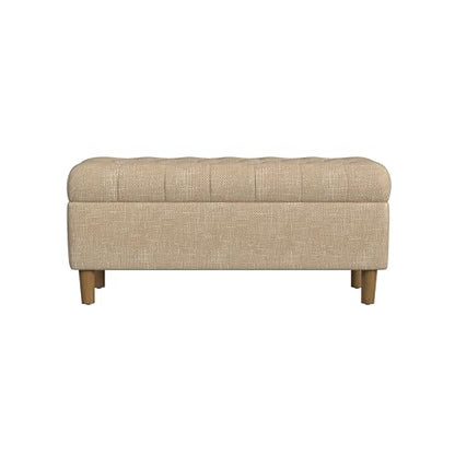 HomePop Ainsley 40" Storage Ottoman Bench - Oatmeal Textured Fabric - color: Oatmeal Textured Fabric
