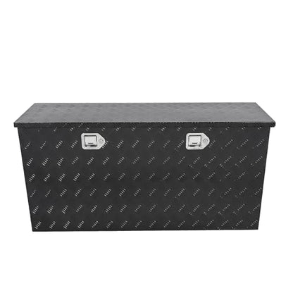 Black 48 Inch Truck Chest Tool box Heavy Duty Aluminum Stripes Plated Pick Up Truck Bed Box RV Trailer Toolbox Storage Waterproof with Side Handle and Lock Keys –48"x24"x24" - color: Black, size: 48"x24"x24"