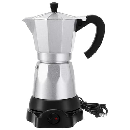 Coffee Pot 6 Cup Electric Espresso Coffee Maker Italian Moka Maker 300ml Portable Aluminum Espresso Machine Cafetera Moka Pot with Detachable Base, Gift for Home Travel (Silver) - color: Silver