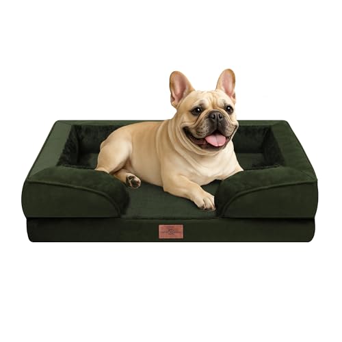 Comfort Expression Waterproof Orthopedic Dog Bed for Medium Size Dog | Supportive Egg Crate Foam Medium Pet Bed with Removable Bolsters, Dog Couch with Washable Cover & Non-Slip Bottom, 30x20 Inch - color: Olive Green, size: 30.0"L x 20.0"W x 7.0"Th