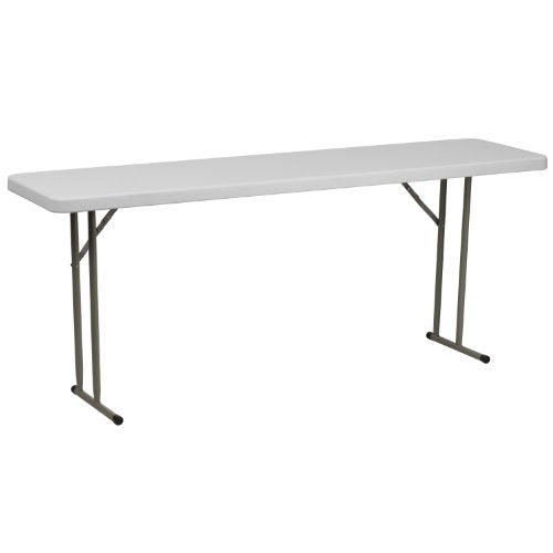 EMMA + OLIVER 6' Rectangular Plastic Folding Table, Long Plastic Foldable Table for Residential Indoor/Outdoor Events, White - color: Granite White