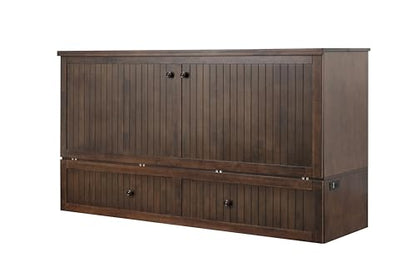 Mega Solutions Murphybedz Tuscany Murphy Cabinet Chest Bed with Charging Station 6 Inch (Tobacco, King) - color: Tobacco, size: King (U.S. Standard)