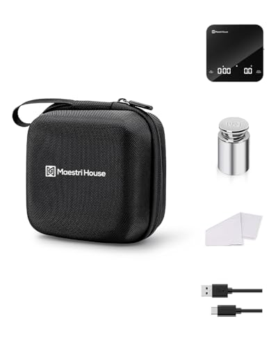 Maestri House S2 Espresso Coffee Scale with Timer, 0.1g Precision 2kg Rechargeable Shot Scale, Barista Kit Version with 100g Calibration Weight & Carrying Case, for Espresso Brewing - color: Gift Box-BS
