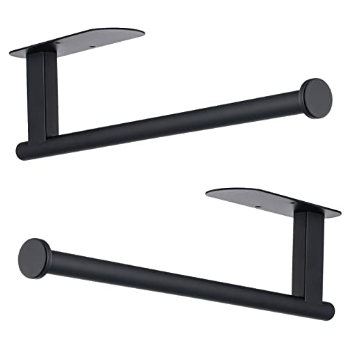 Honmein Paper Towel Holder, Upgrade SUS304 Stainless Steel Paper Towel Holder Under Cabinet, Bend-Resistant, Self-Adhesive or Drill mounting (2 Black) - color: Black 2pc