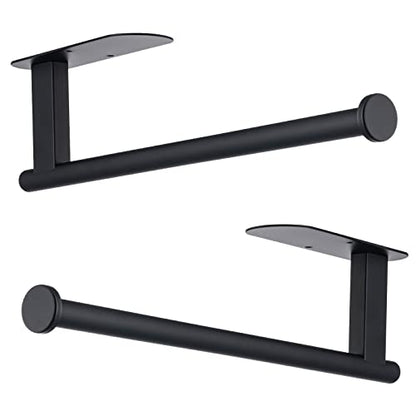Honmein Paper Towel Holder, Upgrade SUS304 Stainless Steel Paper Towel Holder Under Cabinet, Bend-Resistant, Self-Adhesive or Drill mounting (2 Black) - color: Black 2pc