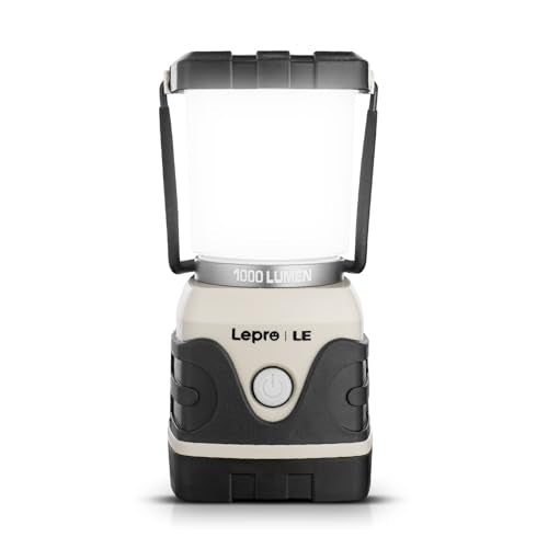 Lepro 1000LM Battery Powered LED Camping Lantern, White Tent Light with 4 Light Modes, Camping Essentials, Waterproof Lantern Flashlight for Camping, Emergency Light, Power Outage, Not Rechargeable - color: White