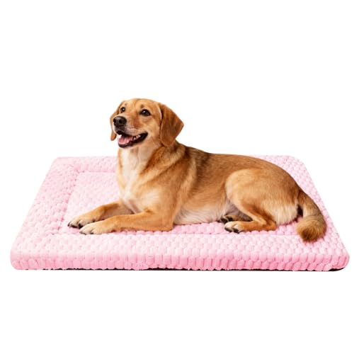 Dog Bed Mat,Reversible & Ultra Soft Kennel Pad-Machine Washable Pet Bed for Dogs & Cats-All-Weather Crate Liner for Crates,Carriers & Travel (Pink, 35" L x 23" W x 1.5" Th) - color: Pink, size: 35.0"L x 23.0"W x 1.5"Th