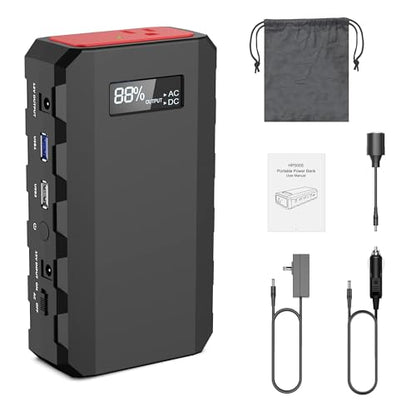 powkey 88Wh Portable Power Station 24000mAh Camping Solar Generator(Solar Panel Not Included) Lithium Battery Power 110V/65W AC, DC, USB QC3.0 for Home Camping Emergency Backup Black - color: Black