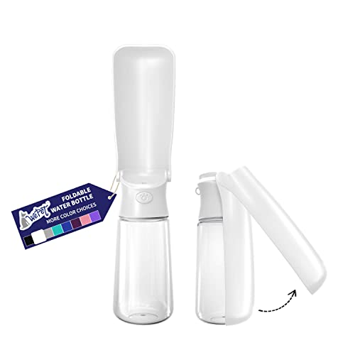 WePet Foldable Portable Dog Water Bottle Puppy Water Dispenser with Drinking Feeder, 19 OZ, High-Temperature Resistant Leak Proof for Pets Outdoor Walking, Hiking, Travel, Food Grade Plastic BPA Free - color: #02 White, size: 19 oz