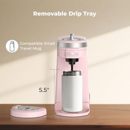 CHULUX Mini Coffee Maker for K Capsule, Single Serve Coffee Maker for One Cup Americano, Lightweight Pod Coffee Machine, Dusty Rose - color: Dusty Rose