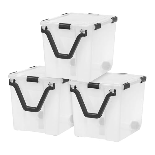 IRIS USA 6 Pack 106 Quart WEATHERPRO Wheeled Plastic Storage Bin Organization Container with Durable Lid, Seal & Secure Latching Buckles, Clear/Black - size: 106 Qt, style: 6 Pack