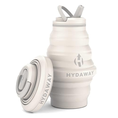 HYDAWAY 17oz Collapsible Water Bottle - BPA-Free, Leakproof, Lightweight, and Space-Saving - Perfect for Travel, Hiking, and Everyday Hydration - color: Sandbar