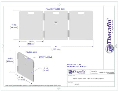 Pet Barrier (3-Panel) | Free-Standing Pet Gate | Foldable | Protect Your Indoor Living Spaces, Decorations, and Important Items from Pets | Made in The USA - size: 3-Panel