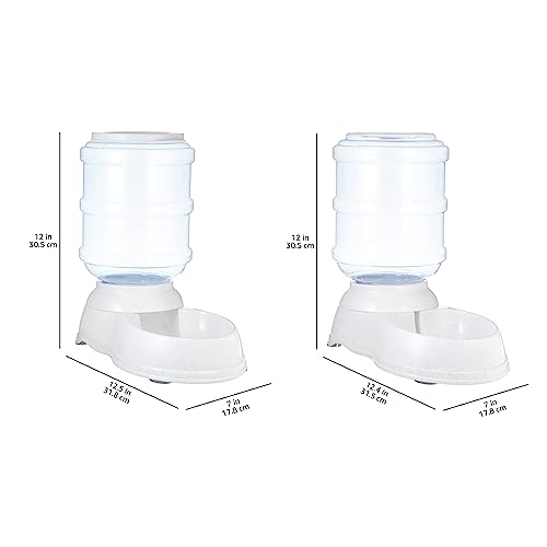 Amazon Basics Automatic Pet Water Dispenser and Gravity Food Feeder Set for Cat and Dog, Easy to Clean, 152fl.oz food feeder, 135.3fl.oz water dispenser, Small, Pack of 2 - size: Small, style: Waterer + Feeder