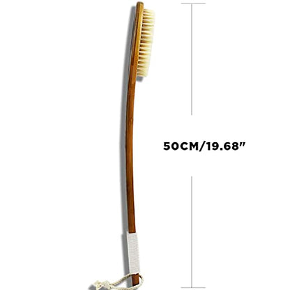 ICANdOIT-19.68Inch Natural Boar Bristles Anti-Slip Extra Long Handle Bath Brush,Bent Handle Shower Scrubber for Exfoliating,Shower Back Brush,Exfoliation Set with Pumice Stone (1 Pack) - size: 19.68"Boar Bristles Back Brush+ Pumice-2Pack
