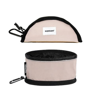 Portable Dog Water Bowl with Clip, Foldable Travel Pet Feeding Dish for Hiking, Camping and Walking, Leak-Proof Sturdy Nylon, Pink