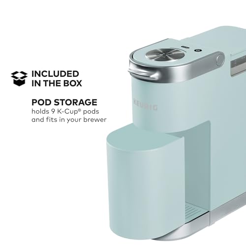 Keurig K-Mini Plus Single Serve K-Cup Pod Coffee Maker, with 6 to 12oz Brew Size, Stores up to 9 K-Cup Pods, Travel Mug Friendly, Misty Green - color: Misty Green