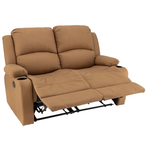 Camper Comfort 58" Wall Hugger Reclining RV Theater Seats | Double Recliner RV Sofa | RV Couch | Wall Hugger Recliner | RV Theater Seating | RV Furniture (Manual, Sand) - color: Sand, style: Manual