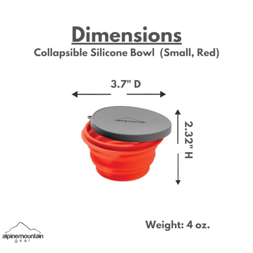 Collapsible Silicone Bowl with Lid for Camping and Backpacking - Camping Dishware Gear Essentials in Small/Red (Made by Caddis Sports) - color: Small (Red)