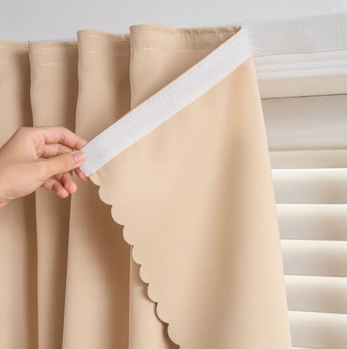 Adhesive Curtain - No Drilling, No Rod, Easy to Install Blackout Curtains for Window Blinds,Bedroom(Beige 35 * 71in-1P) - color: Beige, size: 35"W x 71"L (Pack of 1)