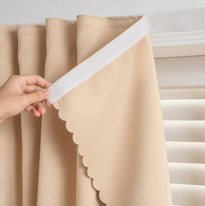Adhesive Curtain - No Drilling, No Rod, Easy to Install Blackout Curtains for Window Blinds,Bedroom(Beige 35 * 71in-1P) - color: Beige, size: 35"W x 71"L (Pack of 1)