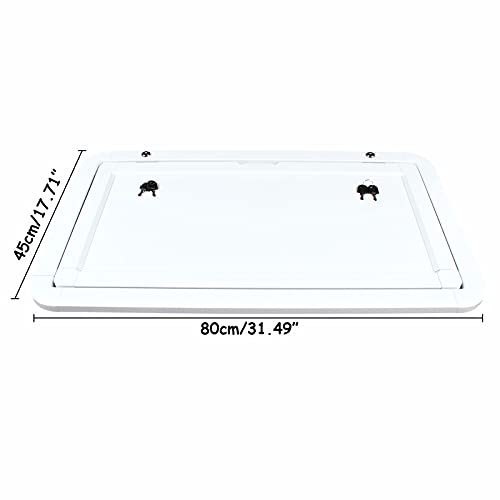 31.5*17.7in Rv Caravan Picnic Folding External Table - Aluminum Wall Mount Flip Fold Down Desk External Hanging Table W/4 Keys,55lbs Max Load For Caravans,Vans,Truck Campers,Travel Trailers. - color: White