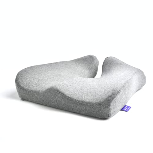 C CUSHION LAB Patented Pressure Relief Seat Cushion for Long Sitting Hours on Office/Home Chair, Car, Wheelchair - Extra-Dense Memory Foam for Hip, Tailbone, Coccyx, Sciatica - Light Grey - color: Gray