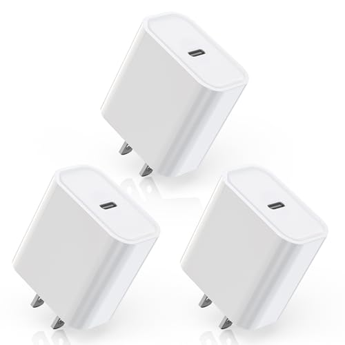 iPhone 17/16 Charger Block,【3Pack】20W USB C Wall Charger Block Fast Charging Blocks Plug Bricks PD Type C Adapter for Apple iPhone Air/17 Pro Max/16 ProMax/16Plus/15/14/13/12/AirPods/iPad Pro/Air/Mini - color: White