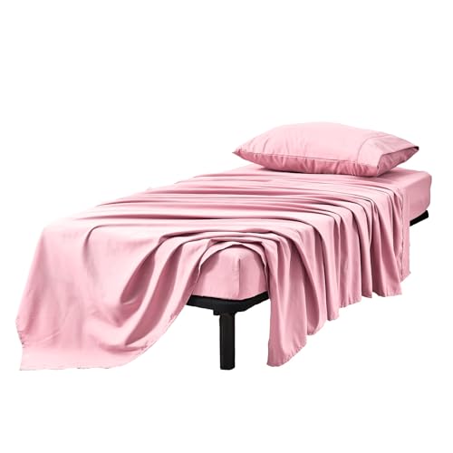 Kingnex 30x75x9 RV Bunk Sheets Set for Narrow Twin Bed Soft Brushed 1800 Microfiber 3 Piece Bedding Set Includes 1 Cot Size Fitted Sheet 1 Flat Sheet 1 Pillowcase Cot Pink - color: Pink, size: Cot 30x75 RV Bunk Set