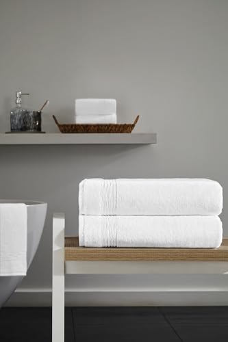 Ozdilek 2-Piece Bath Towels, 27x54 100% Turkish Cotton, Luxury Quick Dry, Extra Large, Fade-Resistant, Eco-Friendly, Spa Towel, Comfortable (White) - color: White