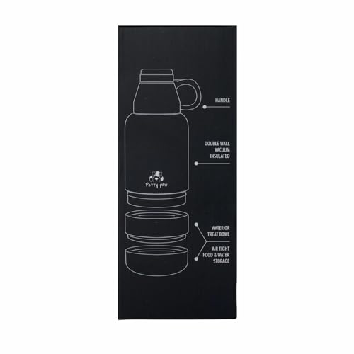 Petty Paw Dog Travel Water Bottle 32 oz Portable Stainless Steel Pet Water Bottle with Detachable Bowl for Dogs Leak Proof for Walking, Hiking, Camping