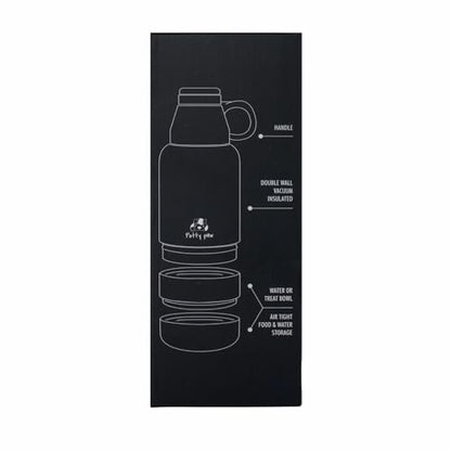 Petty Paw Dog Travel Water Bottle 32 oz Portable Stainless Steel Pet Water Bottle with Detachable Bowl for Dogs Leak Proof for Walking, Hiking, Camping