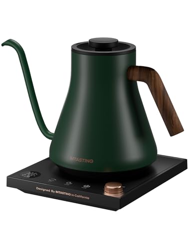 INTASTING Electric Kettles, Gooseneck Electric Kettle, ±1℉ Temperature Control, Stainless Steel Inner, Quick Heating, for Pour Over Coffee, Brew Tea, Boil Hot Water, 0.9L Hunter Green - color: Hunter Green