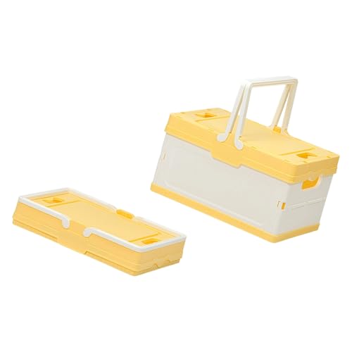 Portable Folding Storage Box for Camping Gear and Home Organization Easy to Carry Household Organization Case - color: Yellow
