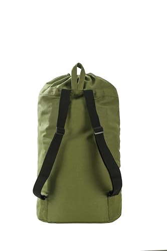 Canvas Laundry bag, Washable Laundry backpack, Adjustable Straps, Large Front Pocket, Drawstring Closure (ARMY GREEN, X-Large) - color: ARMY GREEN, size: X-Large