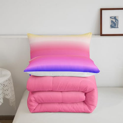 Feelyou Ombre Comforter King, Pink Purple Gradient Duvet Set - 3Pcs - color: Multi 02, size: King