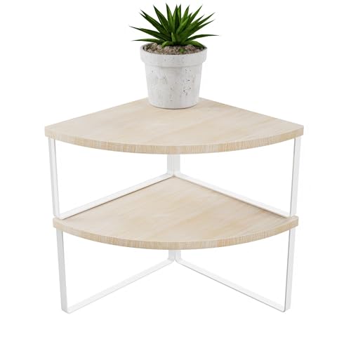 Corner Shelf Countertop Organizer - Set of 2 Corner Shelves for Kitchen Cabinet Organizer, Spice Rack, Stackable Bathroom Stand and Storage, Sink Rack, Corner Cabinet, Counter Decor, Natural Beige - color: Natural Beige, size: Stacked Utility
