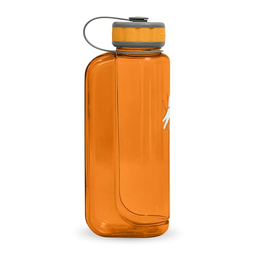 OllyDog OllyBottle | Tritan Dog Water Bottle with Detachable Bowl | BPA Free Leakproof Pet Dispenser | Hiking Travel (1L, Flame) - color: Flame, size: 1L