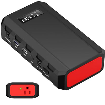 powkey 88Wh Portable Power Station 24000mAh Camping Solar Generator(Solar Panel Not Included) Lithium Battery Power 110V/65W AC, DC, USB QC3.0 for Home Camping Emergency Backup Black - color: Black