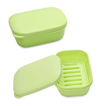 Soap Dish 2 Pack Waterproof Portable Soap Case Tray for Travel, Home, Outdoor, Camping, Gym - Light Green - color: Light Green