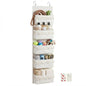 Over The Door Organizer, 5-Tier Sturdy Canvas Hanging Storage for Pet Supplies & Dog Walking Gear, Heavy Duty Large Pockets for Leashes, Treats, Toys, Multi-Use for Nursery & Closet (Beige)