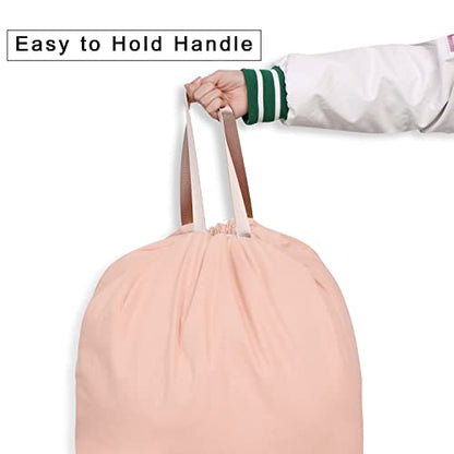 Cotton Canvas Laundry Bag with Handles & Drawstring Straps, Heavy Duty Extra Large Laundry Bags for Laundromat and Household, 25.5x34 Inch, Light Pink - color: Light Pink